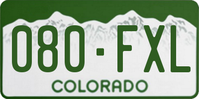 CO license plate 080FXL
