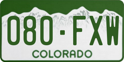 CO license plate 080FXW