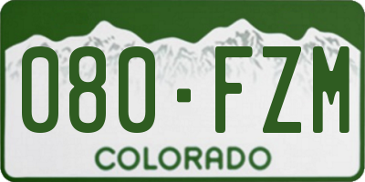 CO license plate 080FZM