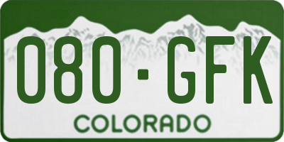 CO license plate 080GFK