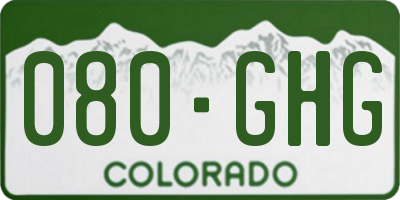 CO license plate 080GHG