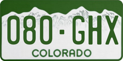 CO license plate 080GHX