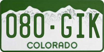 CO license plate 080GIK