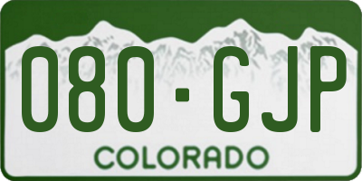 CO license plate 080GJP