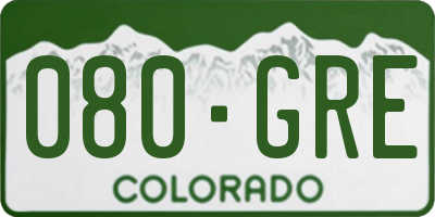 CO license plate 080GRE