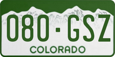 CO license plate 080GSZ