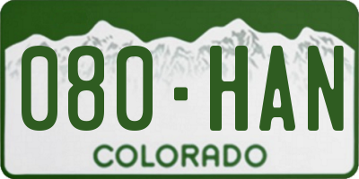 CO license plate 080HAN