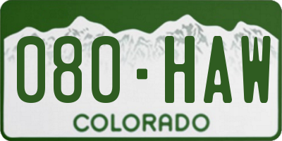 CO license plate 080HAW