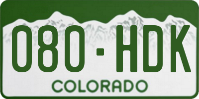 CO license plate 080HDK