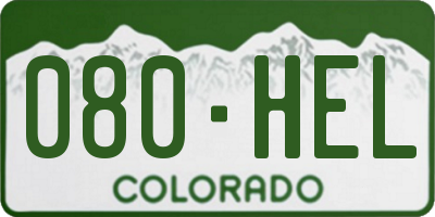 CO license plate 080HEL