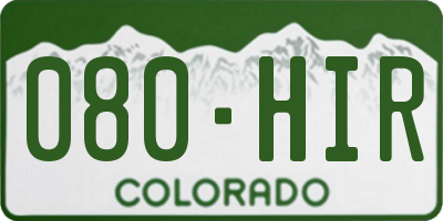 CO license plate 080HIR