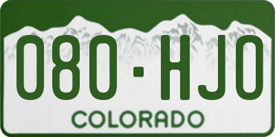 CO license plate 080HJO