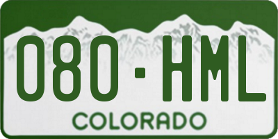 CO license plate 080HML
