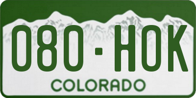 CO license plate 080HOK