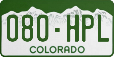 CO license plate 080HPL