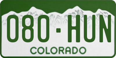 CO license plate 080HUN
