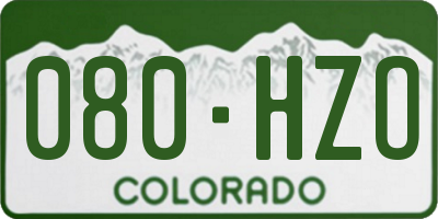 CO license plate 080HZO