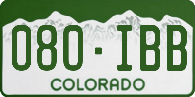 CO license plate 080IBB