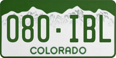 CO license plate 080IBL