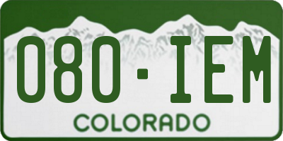 CO license plate 080IEM