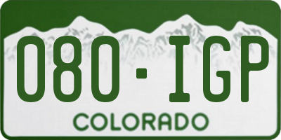 CO license plate 080IGP