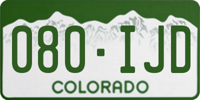 CO license plate 080IJD