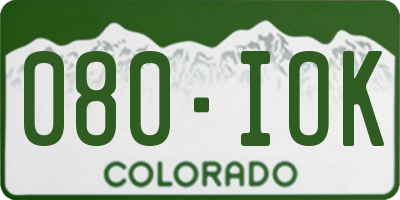CO license plate 080IOK