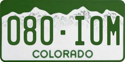 CO license plate 080IOM