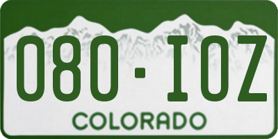 CO license plate 080IOZ