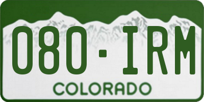 CO license plate 080IRM
