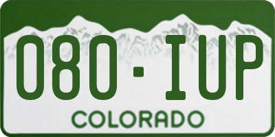 CO license plate 080IUP