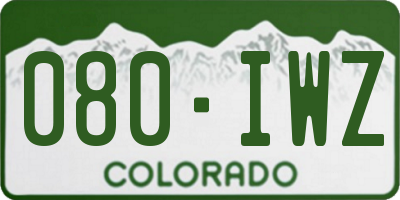 CO license plate 080IWZ