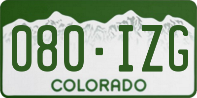 CO license plate 080IZG