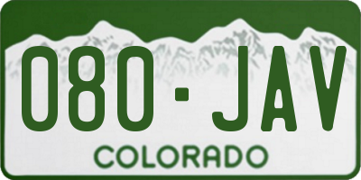 CO license plate 080JAV
