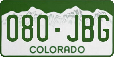 CO license plate 080JBG