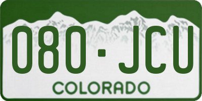 CO license plate 080JCU