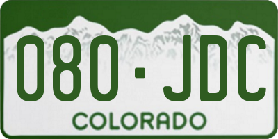 CO license plate 080JDC