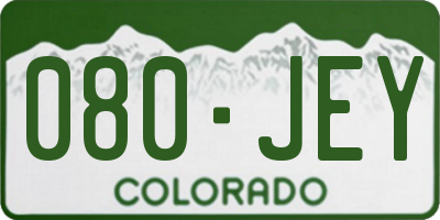 CO license plate 080JEY