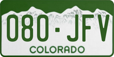 CO license plate 080JFV