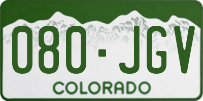 CO license plate 080JGV