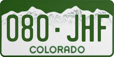 CO license plate 080JHF