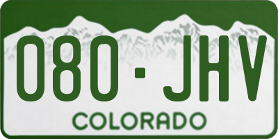 CO license plate 080JHV