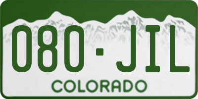 CO license plate 080JIL