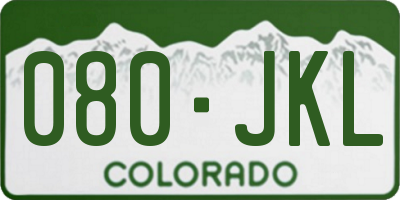 CO license plate 080JKL
