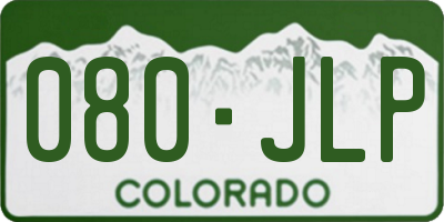 CO license plate 080JLP