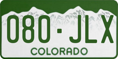 CO license plate 080JLX