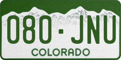 CO license plate 080JNU