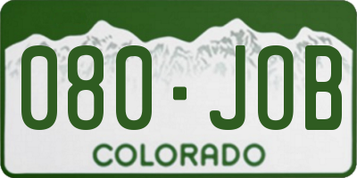 CO license plate 080JOB