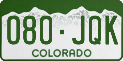 CO license plate 080JQK