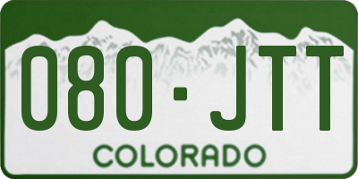 CO license plate 080JTT